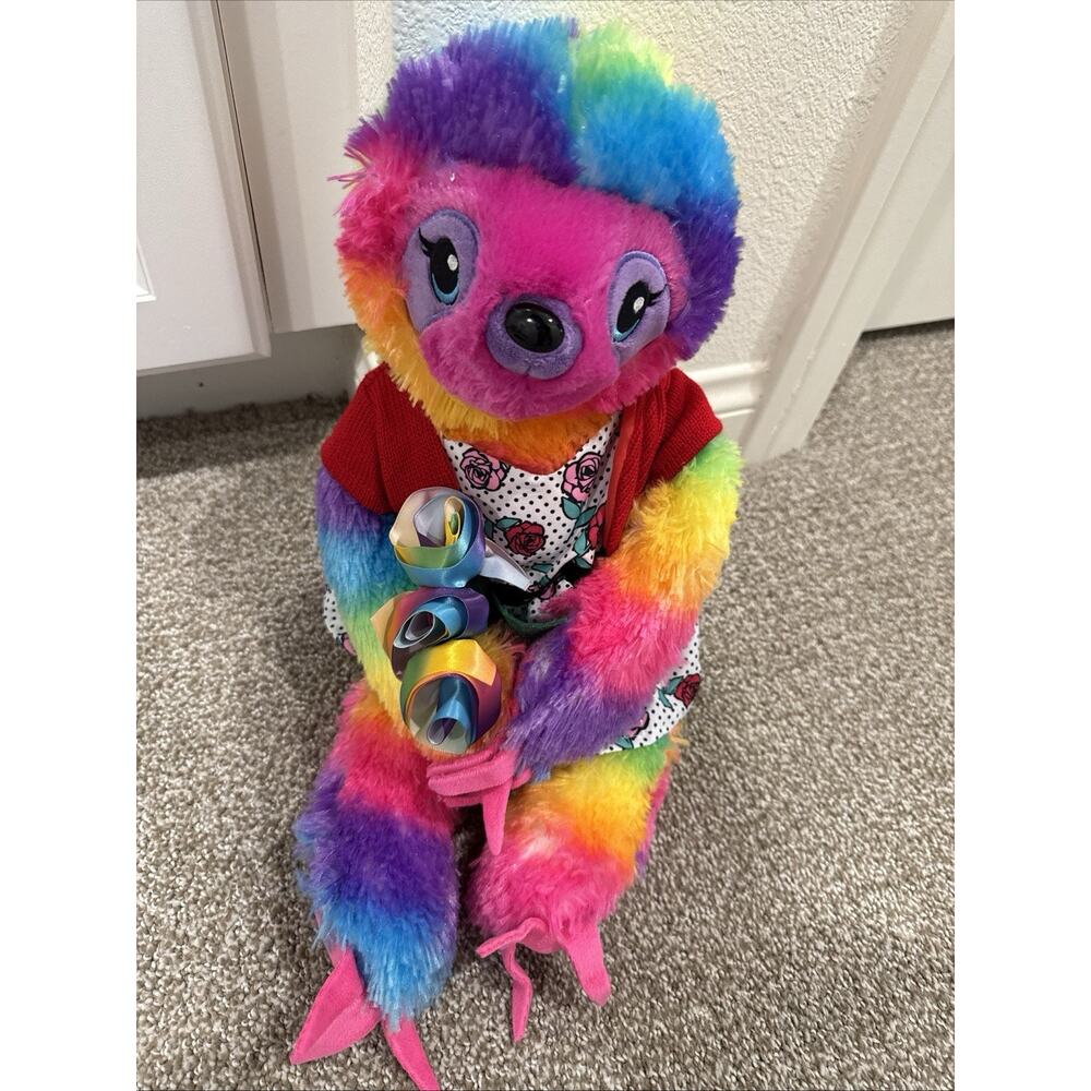 Build-a-Bear Workshop BABW Let's Hang Rainbow Sloth Stuffed Plush Retired 18" M